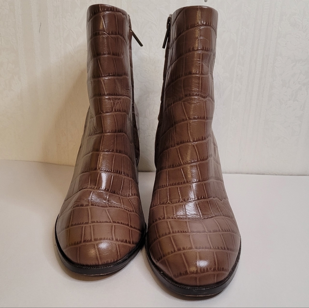 Madewell The Mira Side-Seam Ankle Boot in Croc Embossed Leather Size 10 - Picture 3 of 10